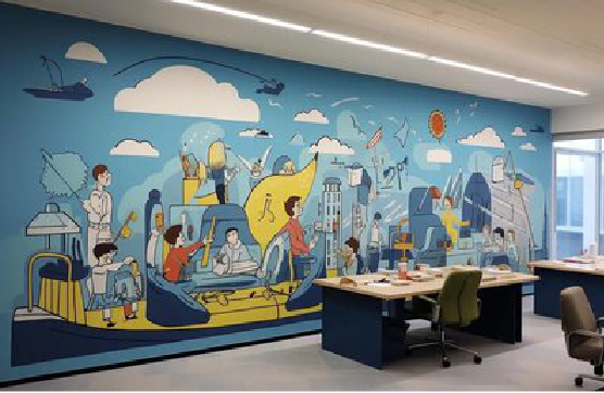临湘办公室墙绘的特点。